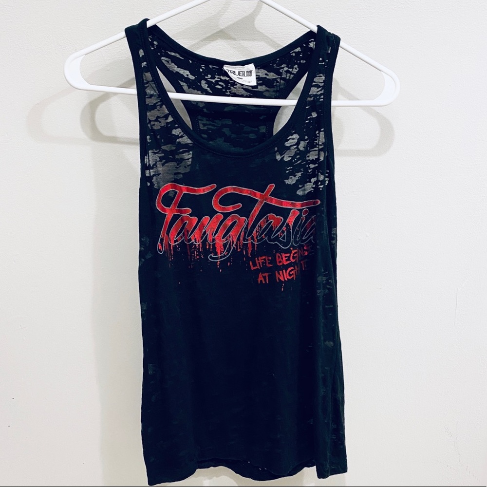 Sleeveless “Fangtasia” top